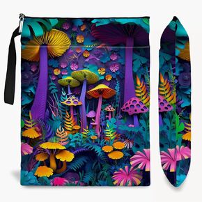 Forest Mushroom Book Sleeve, Book Cover with Zipper Book Protector for Paperback Bible Washable Fabric Book Pouch with Pocket for Women Girl Book Lover Gift for Birthday Graduation Christmas Gifts