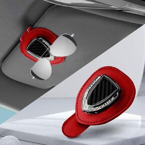 Sun Visor Sunglasses Holder for Car,PU Leather Card Clip Eyeglasses Mount Organizer Interior Accessories (Black)