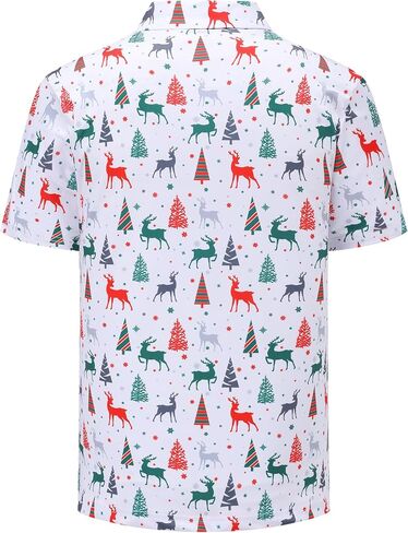 Men's Christmas Shirt Short Sleeve Santa Claus Party Casual Golf Polo Shirts for Men in Kuwait