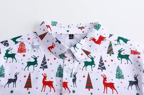 Men's Christmas Shirt Short Sleeve Santa Claus Party Casual Golf Polo Shirts for Men in Kuwait