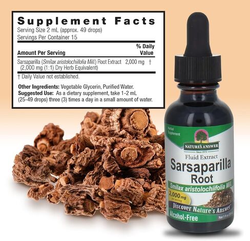 Nature's Answer Alcohol-Free Sarsaparilla Root Liquid , 1-Fluid Ounce | Natural Cleanser & Detoxifier in Saudi Arabia