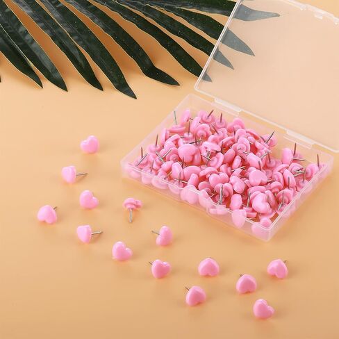 TIESOME 100 قطعة دبابيس دفع، 0.47 بوصة دبابيس إبهام مزخرفة لطيفة على شكل قلب دبابيس دفع إبهام للمنزل والمدرسة والمكتب ولوحة الفلين (وردي) in Kuwait