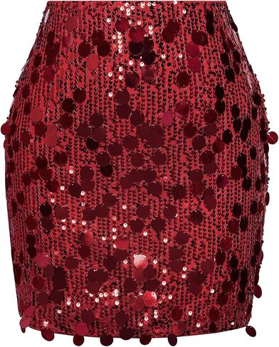 Kate Kasin Women Sequin Mini Skirt Sparkly Pencil Skirt Stretchy Glitter Skirt High Waisted 2024 in Saudi Arabia