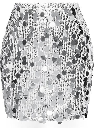 Kate Kasin Women Sequin Mini Skirt Sparkly Pencil Skirt Stretchy Glitter Skirt High Waisted 2024 in Saudi Arabia