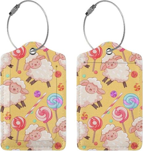 2 Pack Cartoon Cute Highland Funny Cow Luggage Tags for Suitcases, Leather Baggage Tag with Loop, Funny Cool Name Id Card Cover Travel Bag Labels Set for Women Men Boys Girls Kids in Saudi Arabia
