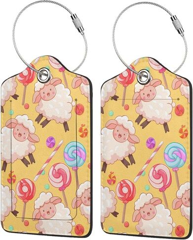 2 Pack Cartoon Cute Highland Funny Cow Luggage Tags for Suitcases, Leather Baggage Tag with Loop, Funny Cool Name Id Card Cover Travel Bag Labels Set for Women Men Boys Girls Kids in Saudi Arabia