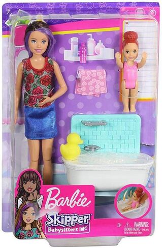 Barbie Skipper Babysitters Inc. Playset with Bathtub, Babysitting Skipper Doll and Small Toddler Doll with Button to Move Arms and Splash, Plus Themed Accessories, Gift for 3 to 7 Year Olds​​​​ in Saudi Arabia