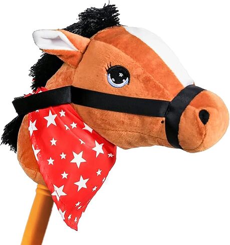 PonyLand Black Stick Horse with Sound Toy, 28 inches in Kuwait