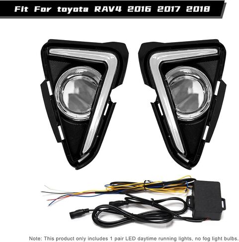 Daytime Running Lights For Toyota RAV4 2016 2017 2018 Front Fog Lamps Amber Turn Signal light Replacement DRL for Rav4 LED Fog Light with Bezel in Saudi Arabia