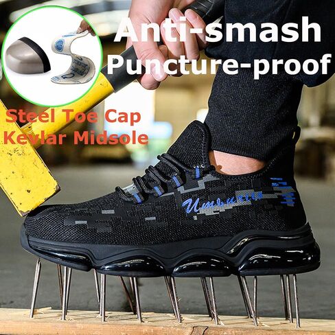 Steel Toe Shoes for Men Work Safety Shoes Lightweight Breathable Construction Indestructible Slip Resistant Sneakers in Saudi Arabia