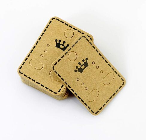 AKOAK 100 Pcs Vintage Kraft Paper Earring Display Card, Square Cat Head Shape Heart Shape Crown Shape Earring Stud Earclip Display Hanging Card (Heart Shape, 5x4cm) in Saudi Arabia