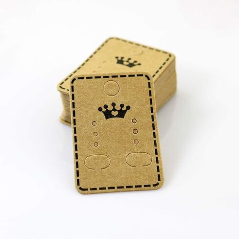 AKOAK 100 Pcs Vintage Kraft Paper Earring Display Card, Square Cat Head Shape Heart Shape Crown Shape Earring Stud Earclip Display Hanging Card (Heart Shape, 5x4cm) in Saudi Arabia