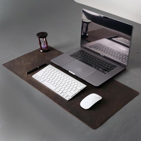 واقي وسادة مكتب من الجلد الطبيعي، منظم لوحة ماوس ممتد، بساط مكتب كبير مقاس 28 × 13 بوصة، نشاف مكتب جلدي غير قابل للانزلاق، وسادة مكتب كمبيوتر محمول، لوحة كتابة للمكتب والمنزل (أسود) in Kuwait