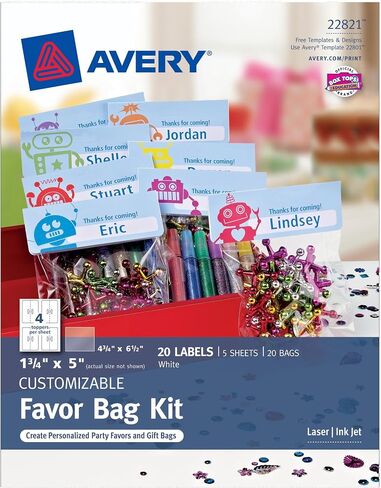 Avery Printable Bag Toppers for Laser & Inkjet Printers, Bags Included, 1.75" x 5", Pack of 40 (22801) in Saudi Arabia