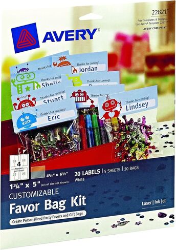 Avery Printable Bag Toppers for Laser & Inkjet Printers, Bags Included, 1.75" x 5", Pack of 40 (22801) in Saudi Arabia