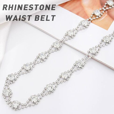 CanB Rhinestone Waist Belt Crystal Chain Belt Large Size Belt Women Waistband Belt for Dress in Kuwait