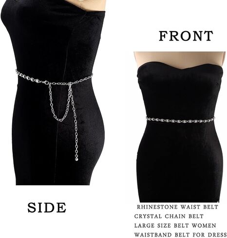 CanB Rhinestone Waist Belt Crystal Chain Belt Large Size Belt Women Waistband Belt for Dress in Kuwait