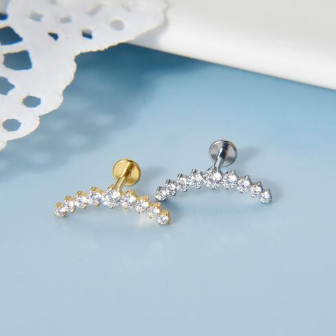 Lantine G23 التيتانيوم اللولب ثقب المجوهرات أوبال 16 جرام شقة عودة وأقراط متسلق Labret الغضروف الزنمة Daith ثقب المجوهرات in Saudi Arabia