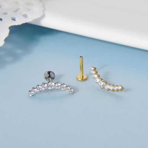 Lantine G23 التيتانيوم اللولب ثقب المجوهرات أوبال 16 جرام شقة عودة وأقراط متسلق Labret الغضروف الزنمة Daith ثقب المجوهرات in Saudi Arabia