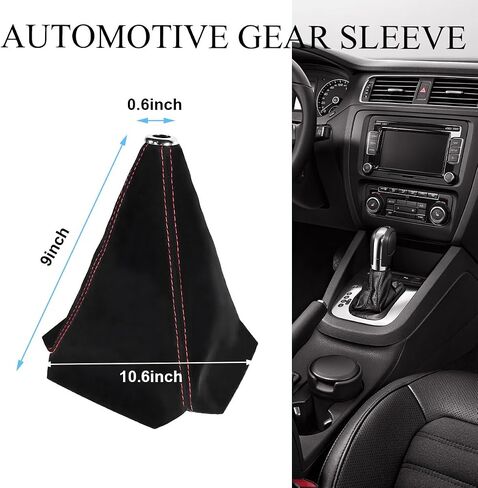 غطاء غبار مقبض ناقل الحركة للسيارة، حذاء مقبض ناقل الحركة التلقائي، استبدال كم ناقل الحركة المقاوم للغبار مناسب لمعظم السيارات اليدوية أو الأوتوماتيكية، ملحقات السيارة الداخلية العالمية (جلد، أسود) in Saudi Arabia