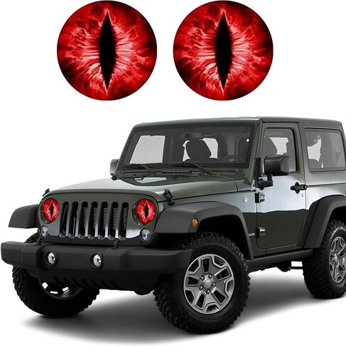 2PCS Beast Eyes Headlight Decals, 3D Stereo Eyes Headlight Decal Stickers, Car Body Window Bumper Decoration Stickers, Car Accessories Round Headlight Decal for Jeep Wrangler (Blue) in Kuwait