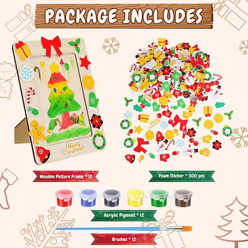 Cholemy 25 Pcs Autumn DIY Picture Frames Craft Set Thanksgiving Wooden DIY Photo Frame with Leaves Stickers and Acrylic Paints for School Game Home Classroom Activities Party Decorations in Kuwait