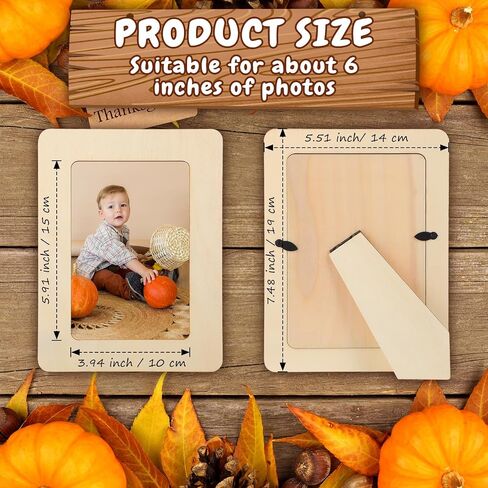 Cholemy 25 Pcs Autumn DIY Picture Frames Craft Set Thanksgiving Wooden DIY Photo Frame with Leaves Stickers and Acrylic Paints for School Game Home Classroom Activities Party Decorations in Kuwait