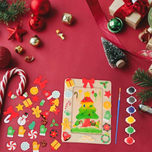 Cholemy 25 Pcs Autumn DIY Picture Frames Craft Set Thanksgiving Wooden DIY Photo Frame with Leaves Stickers and Acrylic Paints for School Game Home Classroom Activities Party Decorations in Kuwait