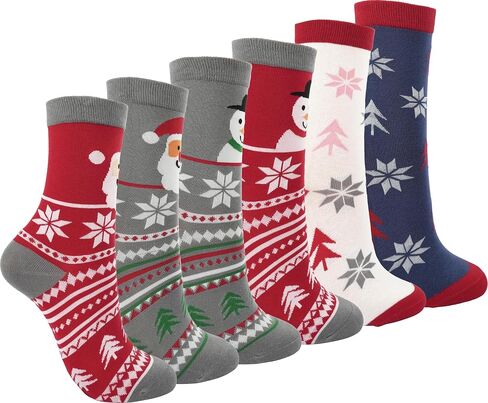 BenSorts Women's Cute Animal Crew Socks Cat Dog 6 Pairs Socks Christmas Gifts for Women Size 5-11 in Saudi Arabia