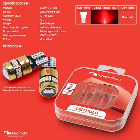 Nakamichi T10 LED Light Bulb 168 2825 194 W5W Wedge 18+1 SMD 3014 Chipsets LED Replacement Bulbs Error Free for Car Interior Dome Map Door License Courtesy Dash Lights (Xenon White, 19 LEDs) in Saudi Arabia