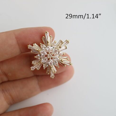 G-RUI 5pc/lot Luxury Crystal Buttons for Clothes Cubic Zircon Button for Coat Decorative CZ Sewing Silver Buttons for Cashmere Cardigan (29mm/1.14") in Kuwait