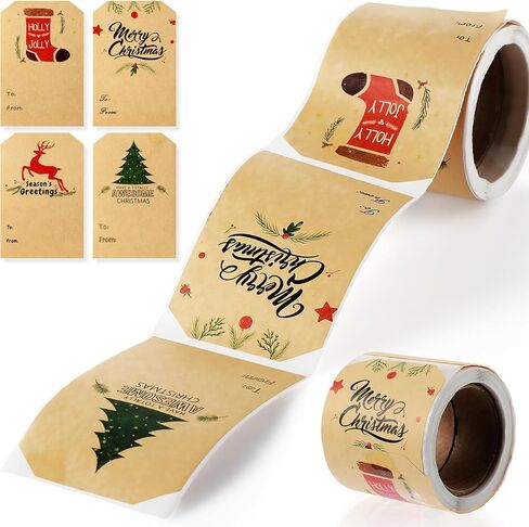 300 Pcs Christmas Gift Tag Stickers, Self Adhesive Xmas to from Name Tag Sticker Write On Labels Santa Claus Wrapping Paper Decorative Stickers for Holiday Birthday Presents Packages Decor in Saudi Arabia