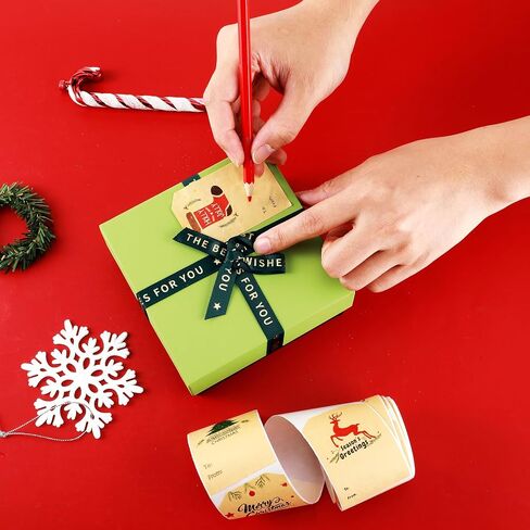 300 Pcs Christmas Gift Tag Stickers, Self Adhesive Xmas to from Name Tag Sticker Write On Labels Santa Claus Wrapping Paper Decorative Stickers for Holiday Birthday Presents Packages Decor in Saudi Arabia