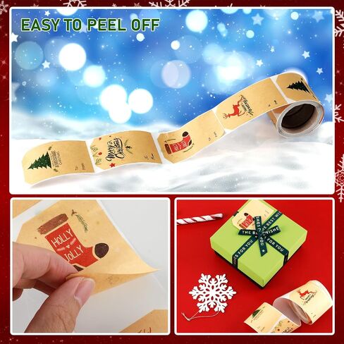 300 Pcs Christmas Gift Tag Stickers, Self Adhesive Xmas to from Name Tag Sticker Write On Labels Santa Claus Wrapping Paper Decorative Stickers for Holiday Birthday Presents Packages Decor in Saudi Arabia