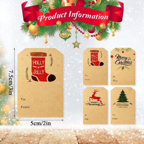300 Pcs Christmas Gift Tag Stickers, Self Adhesive Xmas to from Name Tag Sticker Write On Labels Santa Claus Wrapping Paper Decorative Stickers for Holiday Birthday Presents Packages Decor in Saudi Arabia