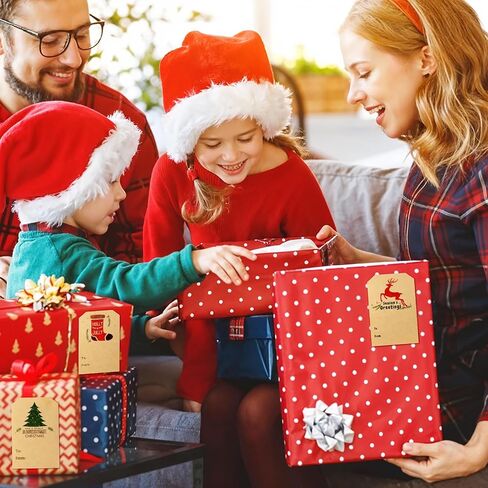 300 Pcs Christmas Gift Tag Stickers, Self Adhesive Xmas to from Name Tag Sticker Write On Labels Santa Claus Wrapping Paper Decorative Stickers for Holiday Birthday Presents Packages Decor in Saudi Arabia
