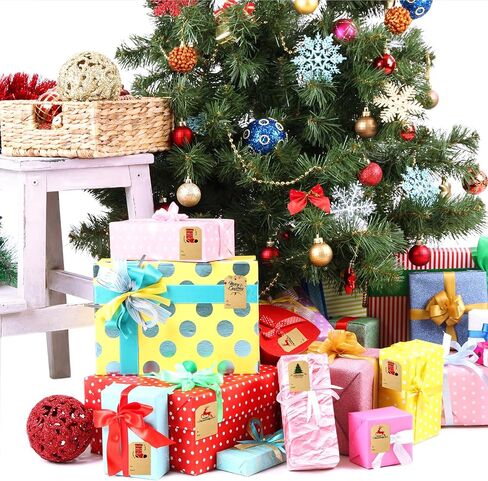 300 Pcs Christmas Gift Tag Stickers, Self Adhesive Xmas to from Name Tag Sticker Write On Labels Santa Claus Wrapping Paper Decorative Stickers for Holiday Birthday Presents Packages Decor in Saudi Arabia