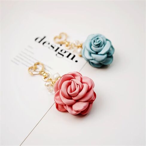 Fuqimanman2020 Rose Keychain Flower Charm Keychain with Chain Tassel Colorful Rose Pendant Keyring for Women in Saudi Arabia