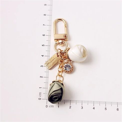 Fuqimanman2020 Rose Keychain Flower Charm Keychain with Chain Tassel Colorful Rose Pendant Keyring for Women in Saudi Arabia