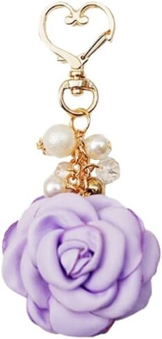 Fuqimanman2020 Rose Keychain Flower Charm Keychain with Chain Tassel Colorful Rose Pendant Keyring for Women in Saudi Arabia