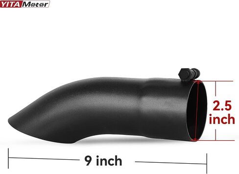 YITAMOTOR 2.5 Inch Inlet Turn Down Exhaust Tip, 2.5" x 2.5" x 9" Stainless Steel Professional Exhaust Tail Tip, Fit 2 1/2 Inch Outside Diameter Tailpipe, Black Painted Surface, Bolt On in Saudi Arabia