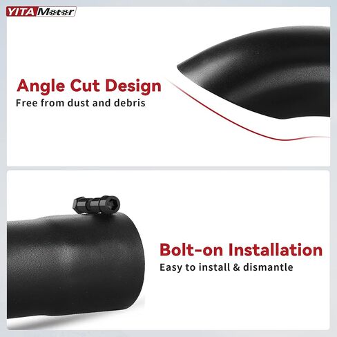 YITAMOTOR 2.5 Inch Inlet Turn Down Exhaust Tip, 2.5" x 2.5" x 9" Stainless Steel Professional Exhaust Tail Tip, Fit 2 1/2 Inch Outside Diameter Tailpipe, Black Painted Surface, Bolt On in Saudi Arabia