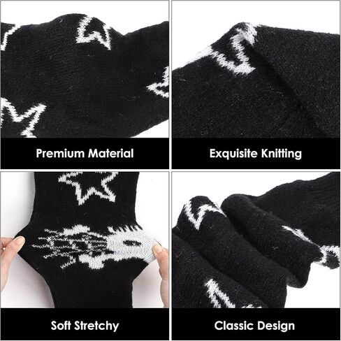 Gothic Skull Star Print Leg Warmers, Y2k Knitted Leg Warmers Two Side Wear Leg Warmers Punk Girls Kawaii Leg Sleeves Fall/Winter Leg Cover in Saudi Arabia