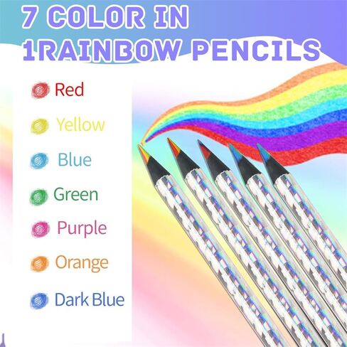 أقلام قوس قزح أقلام رصاص متعددة الألوان 7 ألوان في 1 قلم تلوين لوازم فنية للكبار رسم رسم 12 قطعة in Kuwait
