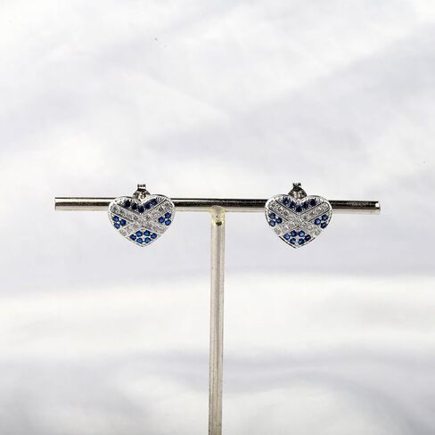 CENWA Tiny Scotland Heart Earrings Scotland Flag Heart Earrings Scottish Blue and White Cross National Flag Stud Earrings in Saudi Arabia
