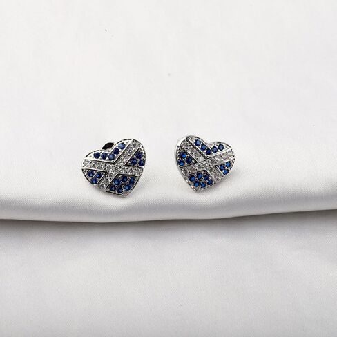 CENWA Tiny Scotland Heart Earrings Scotland Flag Heart Earrings Scottish Blue and White Cross National Flag Stud Earrings in Saudi Arabia