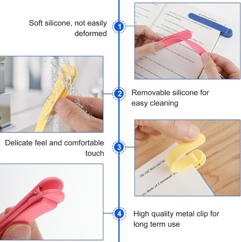 3Pcs Automatic Bookmarks, Smart Book Marks Silicone Bookmark Clip Reading Lovers Book Accessories Bookmarks for Men Women(Green+Pink+Orange) in Saudi Arabia