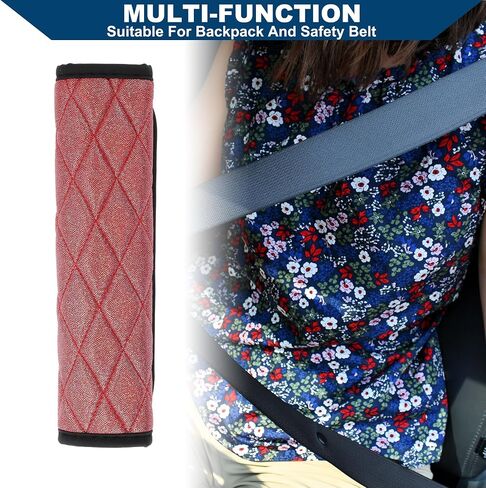 Shiny Seat Belt Covers/Backpack Shoulder Pad Multifunctional Seat Belt Pad Cover for Truck Car SUV/Comfort Breathable Faux Leather 6.5x23cm / 1pcs Green in Saudi Arabia