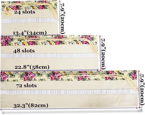 Flowers Colored Pencil Wrap Case Canvas Roll Up Holders Sketch Peony Pencils Organizers for Artist Adult Coloring Travel Storage With 72 Slots(Spring) in Saudi Arabia