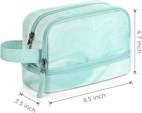 Choco Mocha Blue Pencil Case for Girls, Soft Zipper Pencil Pouch for Teen Girls,Pencil Bag for Kids Girls with 3 Compartments, Liquid Blue in Kuwait